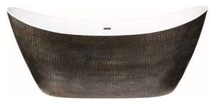 Casa Padrino Freistehende Luxus Badewanne mit Krokodilhaut Optik 173 x 73 x H. 75 cm - Limited Edition