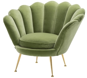 Casa Padrino Luxus Sessel Hellgrn / Messing 96,5 x 79 x H. 78 cm - Designer Hotel Mbel