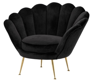 Casa Padrino Luxus Sessel Schwarz / Messing 96,5 x 79 x H. 78 cm - Designer Hotel M�bel