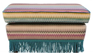 Casa Padrino Luxus Fuhocker Mehrfarbig 76 x 54 x H. 40 cm - Wohnzimmer Mbel