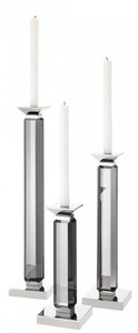 Casa Padrino Luxus Kerzenhalter 3er Set Grau / Silber - Luxus Kristallglas Accessoires