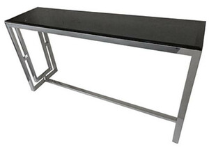 Casa Padrino Konsole Silber / Schwarz 150 x 40 x H. 78 cm - Konsolentisch mit schwarzer Glasplatte