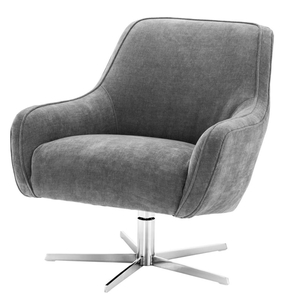 Casa Padrino Drehsessel Grau / Silber 76 x 80 x H. 82 cm - Luxus M�bel