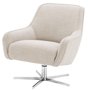 Casa Padrino Drehsessel Naturfarben / Silber 76 x 80 x H. 82 cm - Luxus M�bel