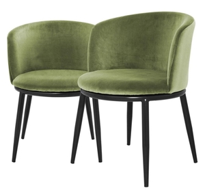 Casa Padrino Luxus Esszimmerstuhl Set Hellgrn / Schwarz 57 x 57 x H. 74 cm - Esszimmermbel