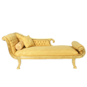 Casa Padrino Barock Chaiselongue Modell XXL Gold Muster / Gold Linke Seite - Antik Stil - Recamiere Wohnzimmer Mbel