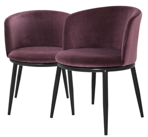 Casa Padrino Luxus Esszimmerstuhl Set Lila / Schwarz 57 x 57 x H. 74 cm - Esszimmermbel