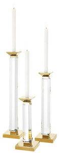 Casa Padrino Luxus Kerzenhalter 3er Set Gold - Luxus Kristallglas Accessoires