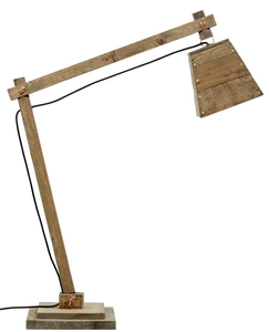 Casa Padrino Kiefernholz Tischleuchte Naturfarben 90 x 30 x H. 105 cm - Luxus Tischlampe mit schwarzem Kabel