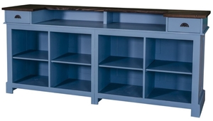 Casa Padrino Landhausstil Thekenschrank Blau / Schwarz 240 x 65 x H. 107 cm - Ladentheke im Landhausstil 