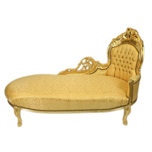 Casa Padrino Barock Chaiselongue Gold Muster / Gold - Barock M�bel - Recamiere Liege