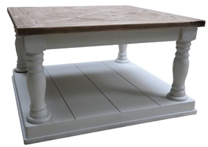 Casa Padrino Landhausstil Couchtisch Wei� / Braun 82 x 82 x H. 48 cm - Wohnzimmerm�bel im Landhausstil