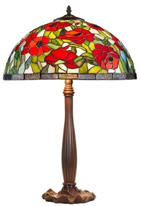 Casa Padrino Tiffany Tischleuchte Bronzefarben / Mehrfarbig  40 x H. 64 cm - Handgefertigte Hockerleuchte aus 528 Teilen