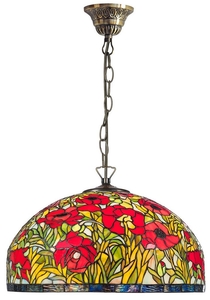 Casa Padrino Tiffany H�ngeleuchte Mehrfarbig  50 x H. 95 cm - Handgefertigte Tiffany H�ngelampe aus 1221 Teilen