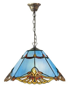 Casa Padrino Tiffany H�ngeleuchte Blau / Mehrfarbig  40 x H. 82 cm - Handgefertigte Tiffany Pendelleuchte