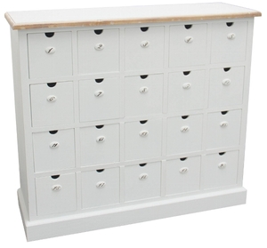 Casa Padrino Landhausstil Apothekerkommode Antik Wei� / Naturfarben 105 x 39 x H. 93 cm - Landhausstil Kommode mit 20 Schubladen