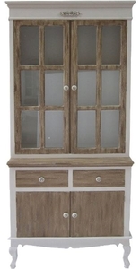 Casa Padrino Landhausstil Vitrinenschrank Wei� / Braun 89 x 40 x H. 195 cm - Landhausstil M�bel