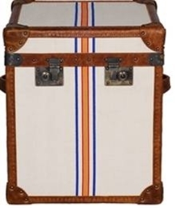 Casa Padrino Luxus Truhe Braun / Mehrfarbig 49 x 44 x H. 57 cm - Handgefertigte Echtleder Truhe im Kofferlook 