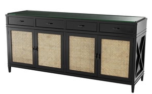 Casa Padrino Luxus Kommode Schwarz / Naturfarben 200 x 56 x H. 92,5 cm - Limited Edition