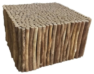 Casa Padrino Landhausstil Couchtisch Naturfarben 80 x 80 x H. 46 cm - Handgefertigter Wohnzimmertisch 