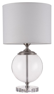 Casa Padrino Tischleuchte Silber / Creme  30 x H. 52 cm - Moderne Tischlampe mit Metallrahmen und glasgeblasenem Zierelement