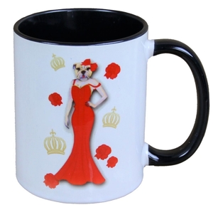 Harald Glckler Pomps Tasse Hund mit rotem Abendkleid - designed by Harald Glckler