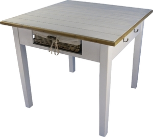 Casa Padrino Landhausstil Esstisch Wei� / Naturfarben 90 x 90 x H. 78 cm - Esszimmerm�bel im Landhausstil 