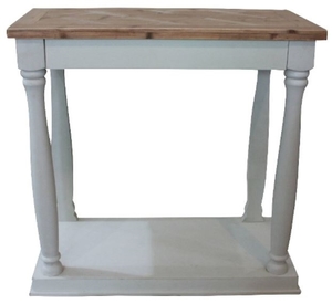 Casa Padrino Landhausstil Konsole Wei� / Naturfarben 81 x 40 x H. 80 cm - Handgefertigter Landhausstil Konsolentisch