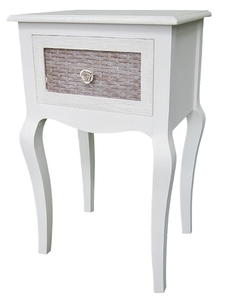 Casa Padrino Landhausstil Telefontisch Hellgrau / Braun 40 x 32 x H. 68 cm - Handgefertigter Beistelltisch mit Schublade