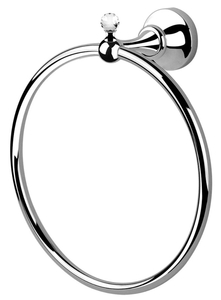 Luxus Handtuchhalter / Handtuchring mit Swarovski Kristallglas Silber 20,2 x 9,3 x H. 22 cm - Luxus Bad Zubehr Made in Italy