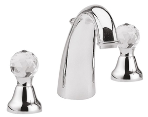 Luxus Waschtisch Armatur / Dreilochbatterie mit Swarovski Kristallglas Silber - Luxus Qualit�t