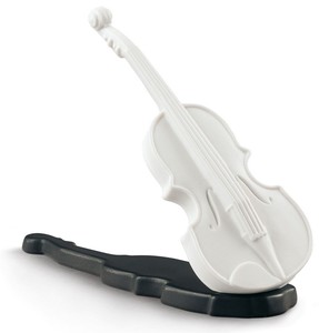 Casa Padrino Luxus Porzellan Violine Wei / Schwarz 15 x H. 11 cm - Wohnzimmer Deko Skulptur 