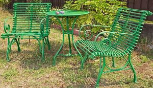 Casa Padrino Jugendstil Gartentisch & Gartensthle - verschiedene Farben - 3 Teiliges Gartenmbel Set  