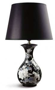 Casa Padrino Luxus Porzellan Tischleuchte / Tischlampe Schwarz  30 x H. 51 cm - Luxus Qualit�t