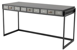 Casa Padrino Luxus Schreibtisch mit 3 Schubladen Schwarz / Grau 150 x 60 x H. 75 cm - Luxus Brombel