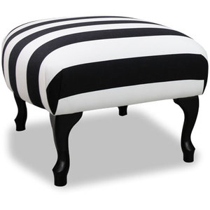 Casa Padrino Luxus Sitzhocker Schwarz / Wei� Streifen / Schwarz - Designer Stil Hocker - M�bel