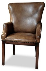 Casa Padrino Luxus Echtleder Salon Sessel Hellbraun mit Armlehne - Cocktailsessel - Vintage