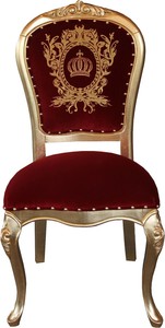 Pomp��s by Casa Padrino Luxus Barock Esszimmer Stuhl Bordeaux / Gold mit Krone - Pomp��ser Barock Stuhl designed by Harald Gl��ckler