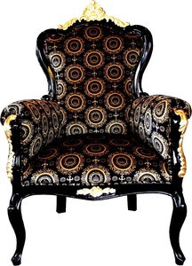 Pomp��s by Casa Padrino Luxus Barock Sessel Bergere Schwarz / Gold - Pomp��ser Barock Sessel designed by Harald Gl��ckler