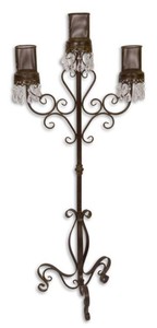 Casa Padrino Kerzenhalter / Kerzenst�nder Braun 49 x 32 x H. 118 cm - Gartendekoration im Jugendstil