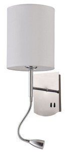 Casa Padrino Wandleuchte Silber / Creme 16 x 16 x H. 35 cm - Wandlampe mit flexiblem Leselicht