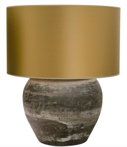 Casa Padrino Luxus Terracotta Tischleuchte Grau / Gold  60 x H. 72 cm - Luxus M�bel