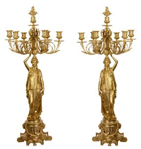 Casa Padrino Barock Kerzenst�nder Set Gold 37,5 x 32,5 x H. 86 cm - Edel & Prunkvoll