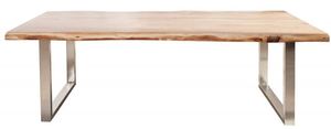 Casa Padrino Designer Massivholz Esstisch Natur - Akazie - 200 x 100 x H.80 cm - Aus massivem Akazienholz