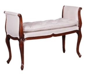 Casa Padrino Luxus Barockstil Mahagoni Sitzbank Wei� / Braun 105 x 44 x H. 74 cm - Barock & Jugendstil M�bel