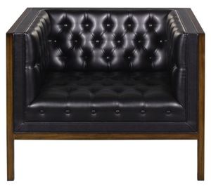 Casa Padrino Chesterfield Echtleder Sessel Schwarz / Braun 91 x 78 x H. 72 cm - Hotel Mbel