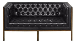 Casa Padrino Chesterfield Echtleder 2-Sitzer Sofa Schwarz / Braun 143 x 78 x H. 71 cm - Hotel Mbel