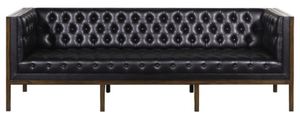 Casa Padrino Chesterfield Echtleder 3-Sitzer Sofa Schwarz / Braun 213 x 78 x H. 72 cm - Hotel M�bel