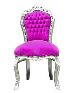 Barock Esszimmer Stuhl Pink / Silber