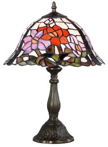 Casa Padrino Tiffany Tischleuchte Blumen Mehrfarbig  31 x H. 46 cm - Handgefertigte Luxus Tischlampe
